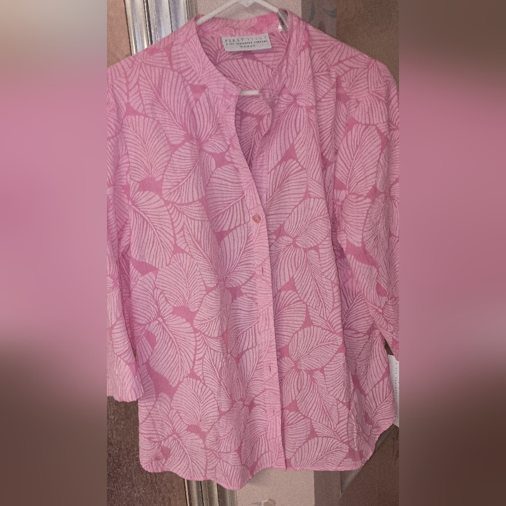 Pink Leaf Patterned Shirt NWT First Issue